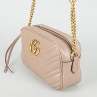 GUCCI Beige Matelasse Small GG Marmont Handbag