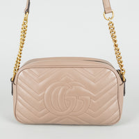 GUCCI Beige Matelasse Small GG Marmont Handbag