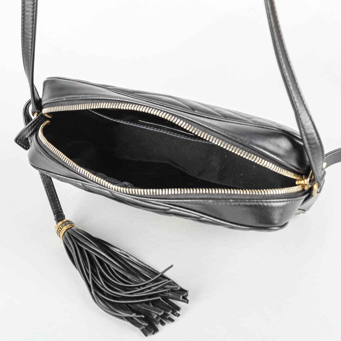 YVES SAINT LAURENT 2022 Black Leather Small "Lou" Handbag