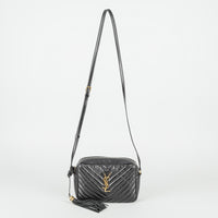 YVES SAINT LAURENT 2022 Black Leather Small "Lou" Handbag