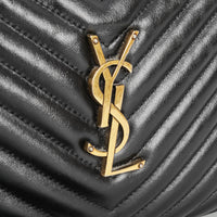 YVES SAINT LAURENT 2022 Black Leather Small "Lou" Handbag