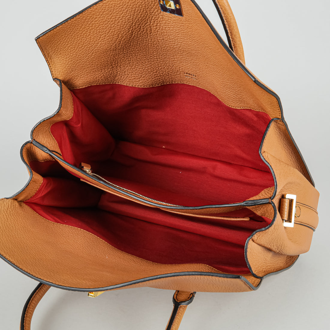 LANCEL "Pia de Lancel" Handbag Tan Leather