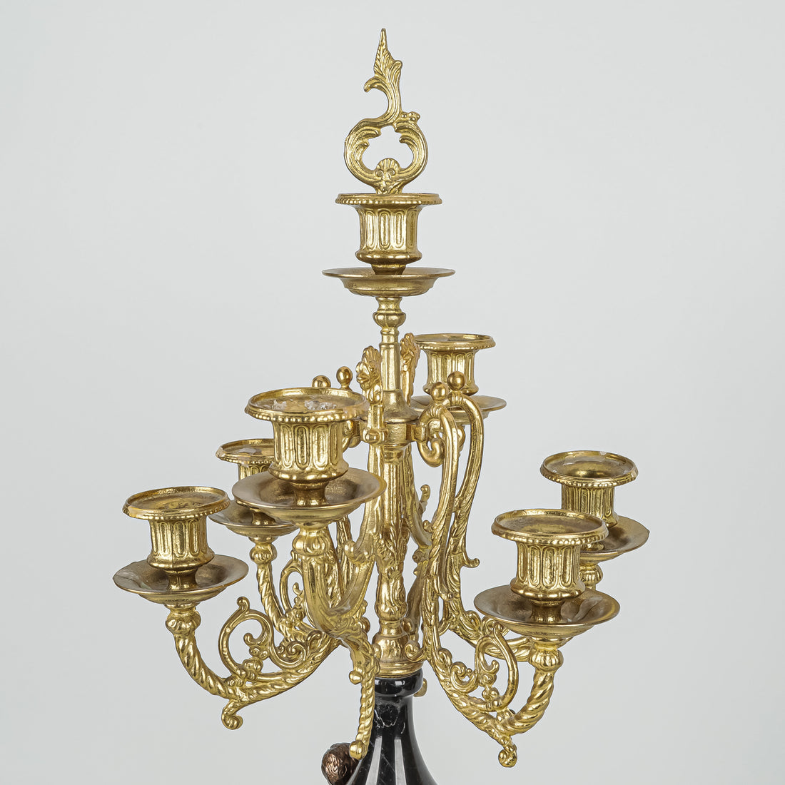 Cast Brass And Stone 7-Light Candelabra Set Of 2