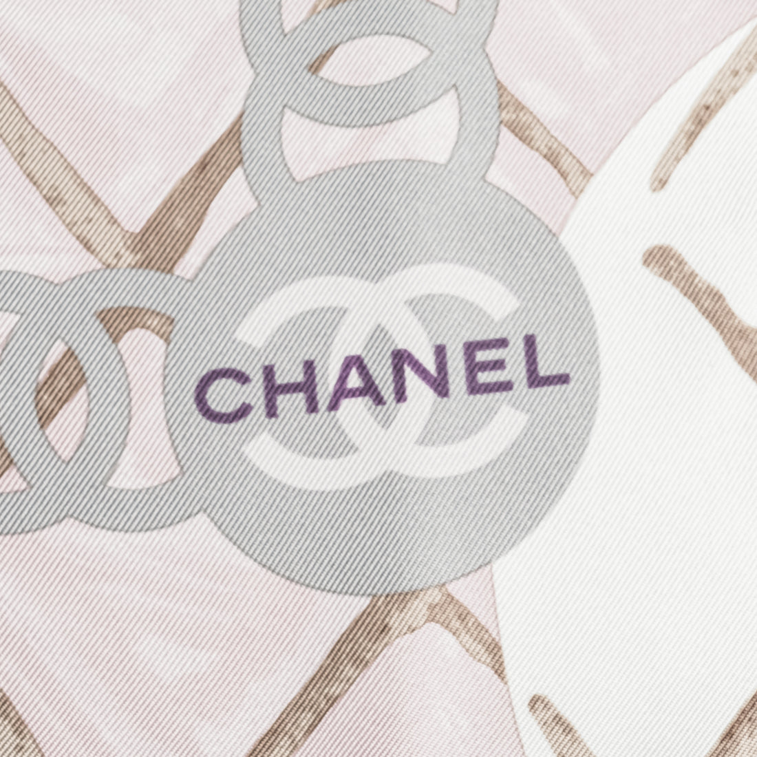 CHANEL CC Camellia Quilted Print Pink Silk Scarf