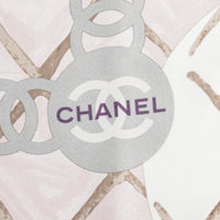 CHANEL CC Camellia Quilted Print Pink Silk Scarf