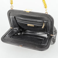 FENDI Vintage Black Leather Gold Tone Mixed Pasta Handbag