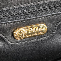 FENDI Vintage Black Leather Gold Tone Mixed Pasta Handbag