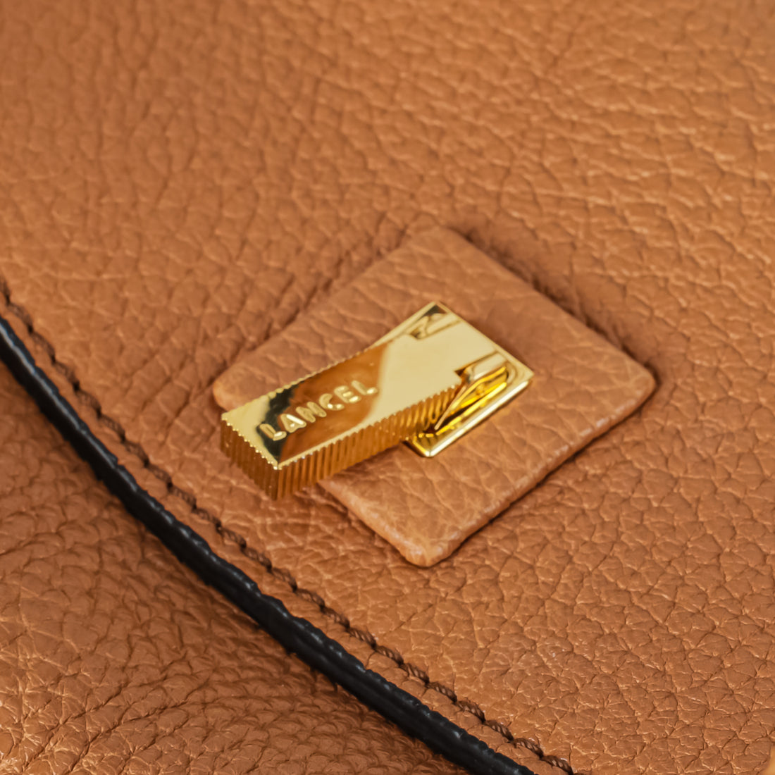 LANCEL "Pia de Lancel" Handbag Tan Leather
