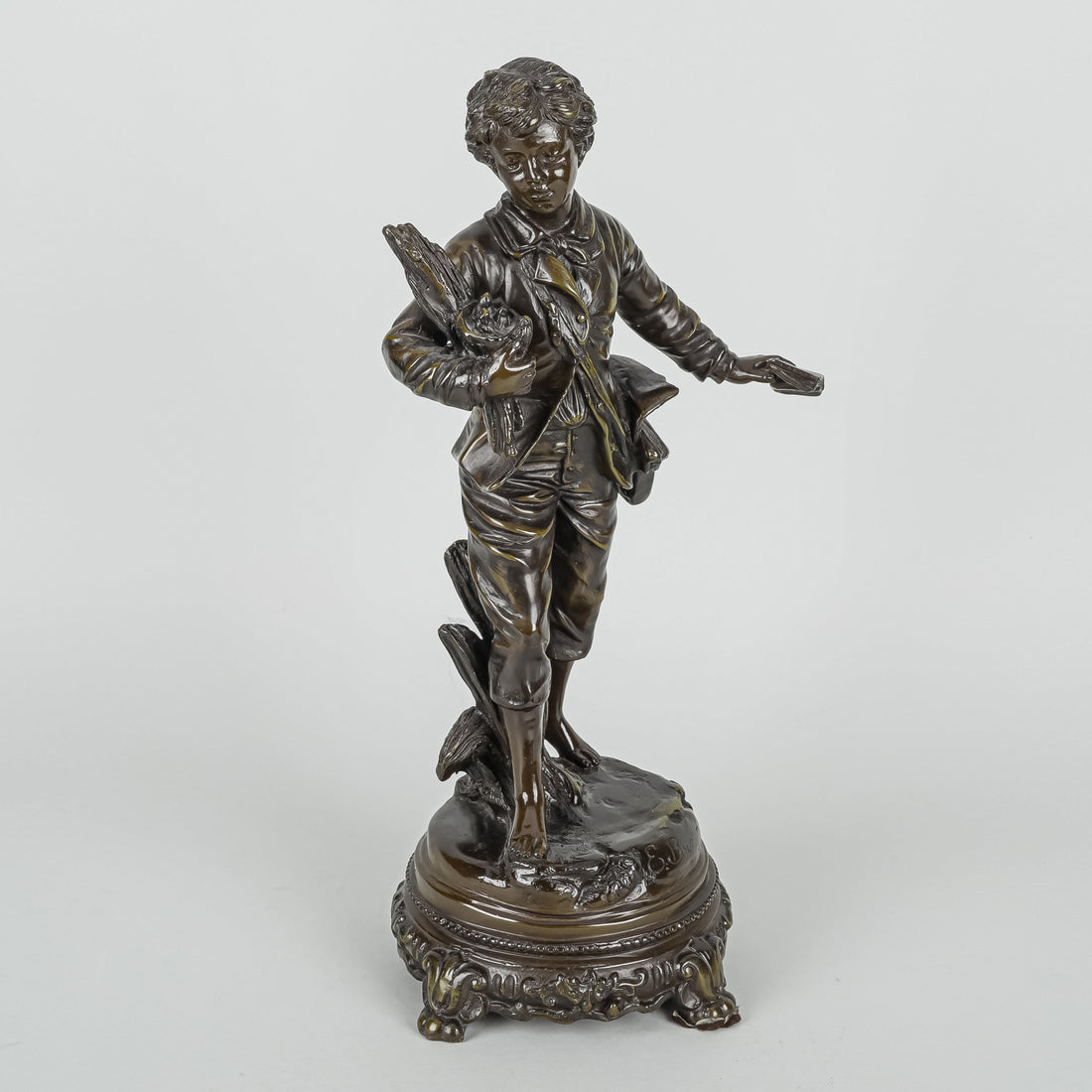 After E. Bruchoin (French 19thC) Boy With Nest of birds
