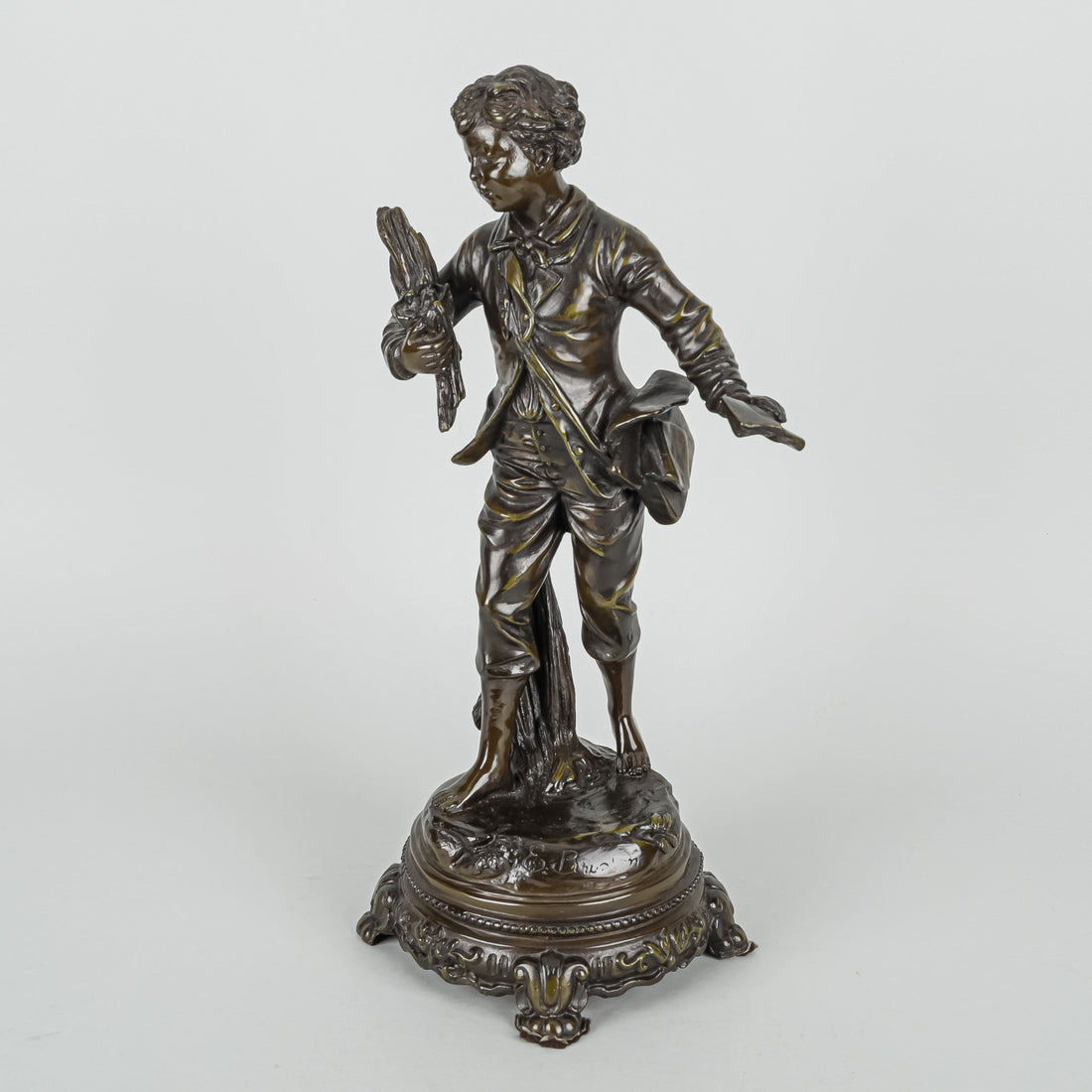 After E. Bruchoin (French 19thC) Boy With Nest of birds