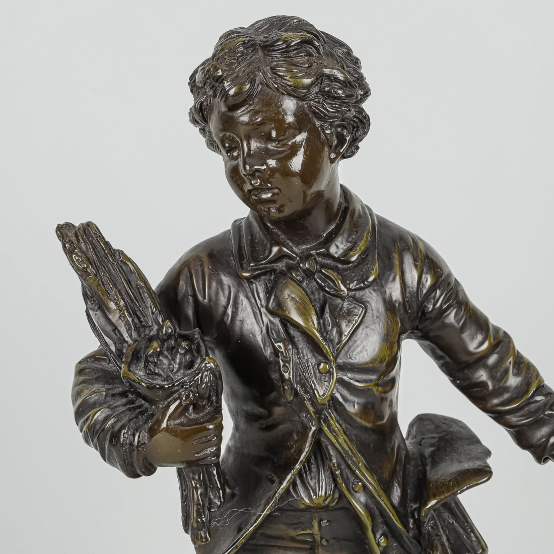 After E. Bruchoin (French 19thC) Boy With Nest of birds
