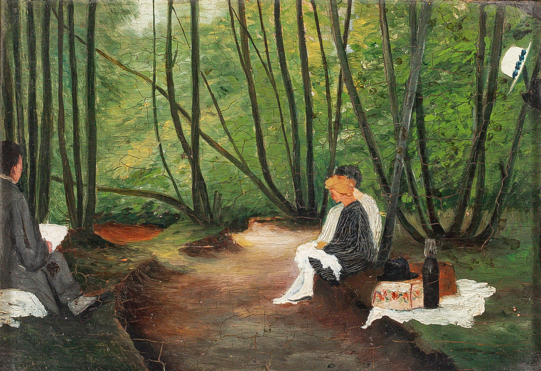 Unknown Artist (French, early 20th C) "Dimanche a Fontainebleau"