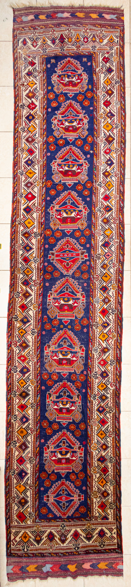 Hand Knotted Wool Afghan Style Runner