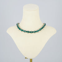 Vintage CHRISTIAN DIOR Green/Clear Rhinestone Necklace