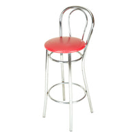 EFFEZETA 3 Chrome & Vinyl Stools - Yellow And Red