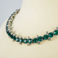 Vintage CHRISTIAN DIOR Green/Clear Rhinestone Necklace