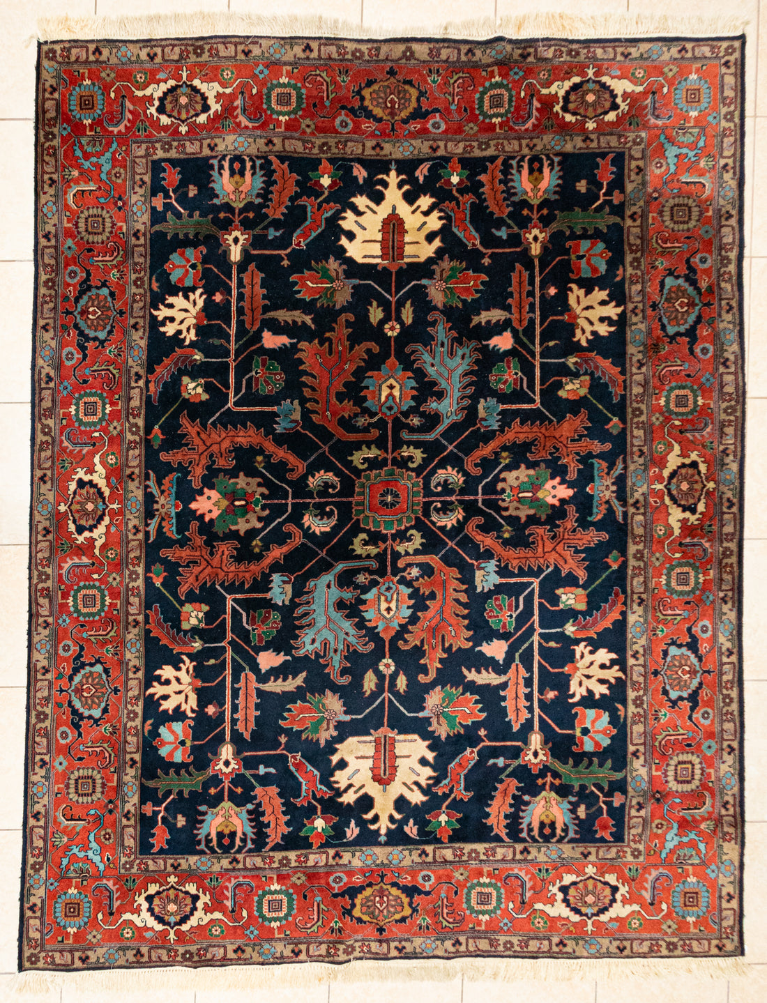 Hand Knotted Wool Heriz Style Rug