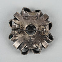 ZAREMSKA 800 SIlver Ribbon Motif Clear Glass Ring And Broach Set