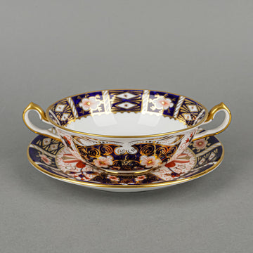 ROYAL CROWN DERBY Traditional Imari 2451 Cream Soup And Saucers Set Of 6