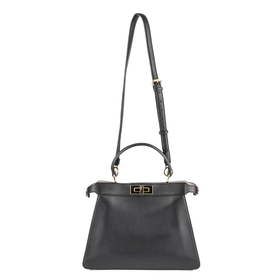 FENDI Peekaboo Handbag Medium- Black Leather