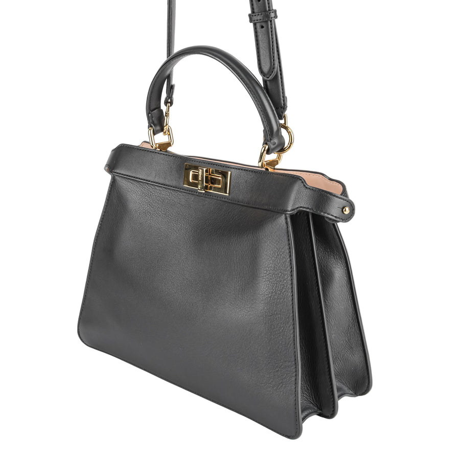 FENDI Peekaboo Handbag Medium- Black Leather