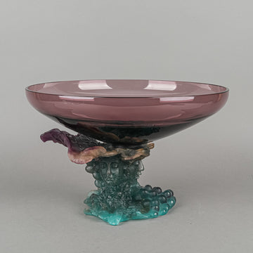 DAUM Bacchus Amethyst Pate De Verre Pedestal Bowl