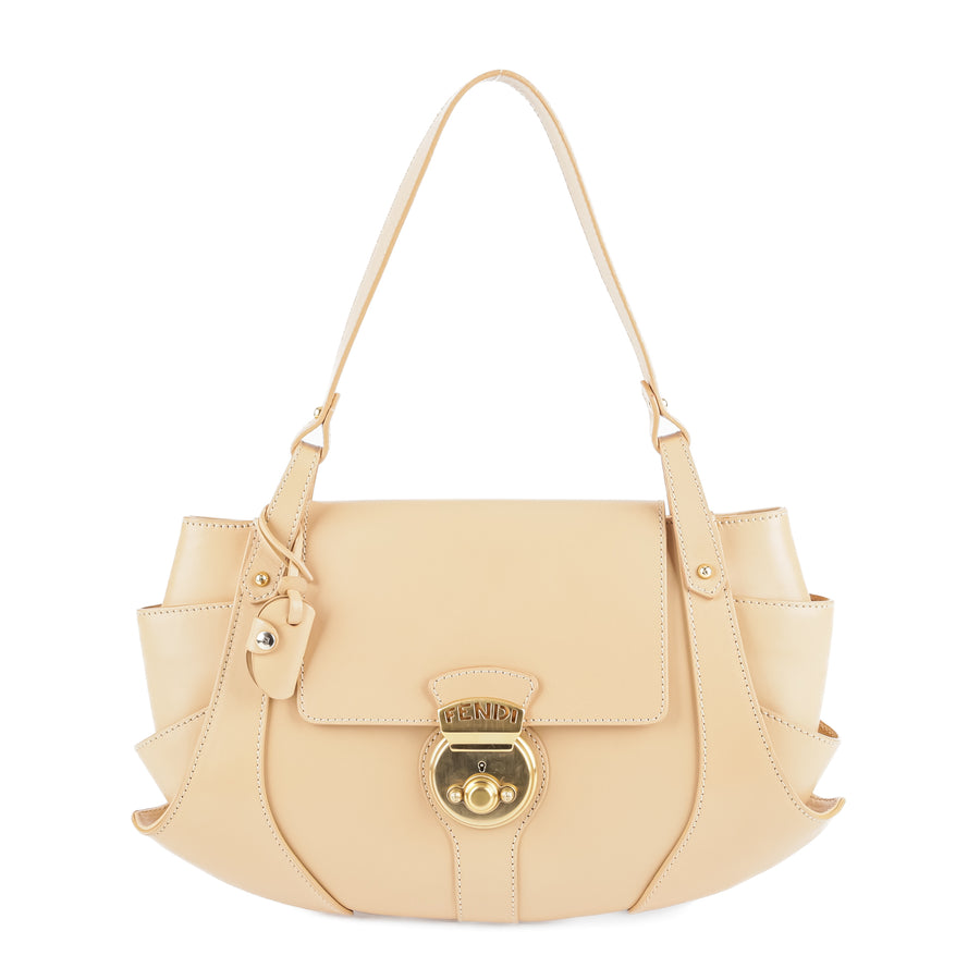FENDI Compilation Shoulder Bag - Beige Leather