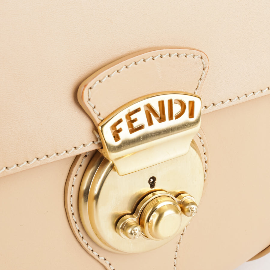 FENDI Compilation Shoulder Bag - Beige Leather