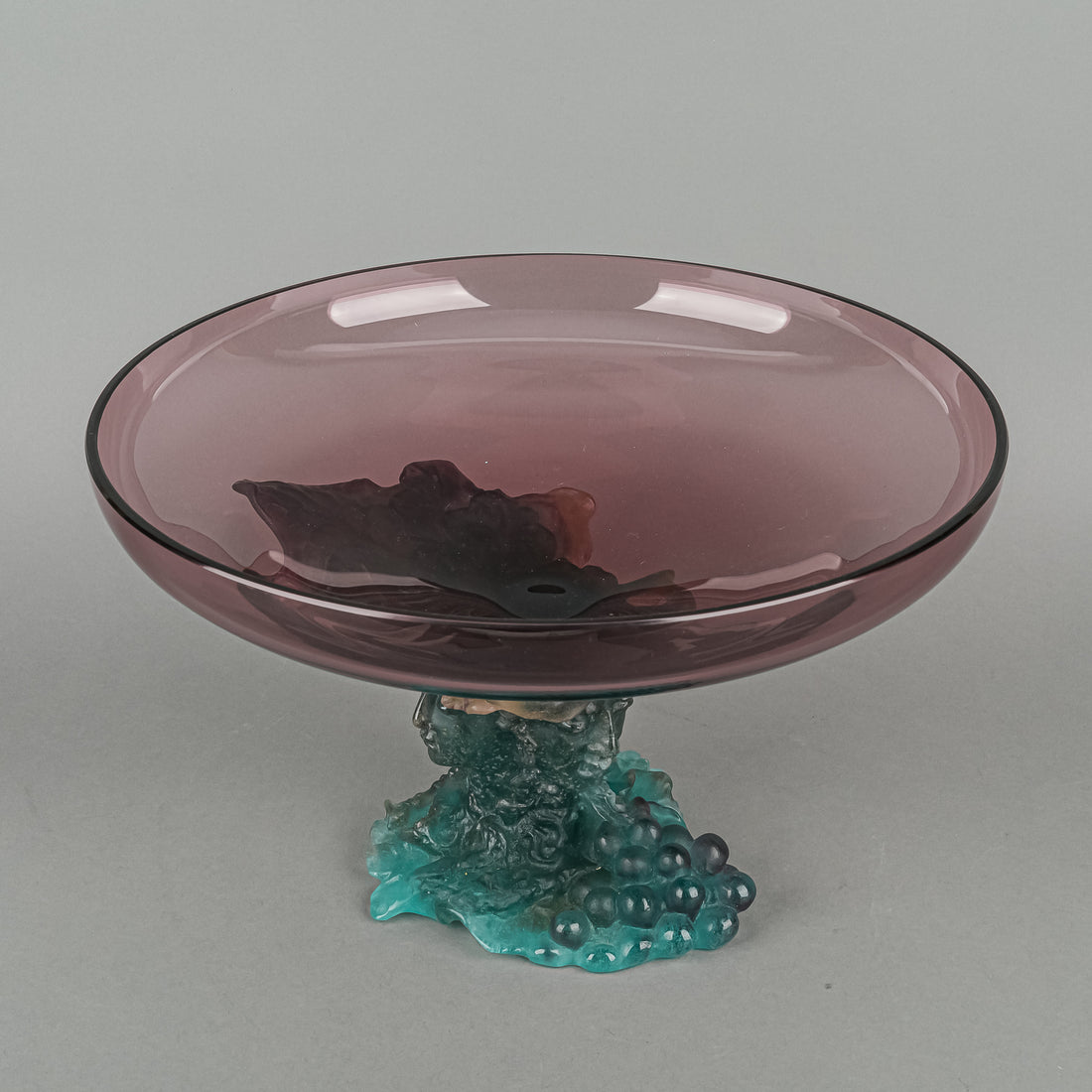 DAUM Bacchus Amethyst Pate De Verre Pedestal Bowl