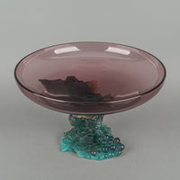 DAUM Bacchus Amethyst Pate De Verre Pedestal Bowl