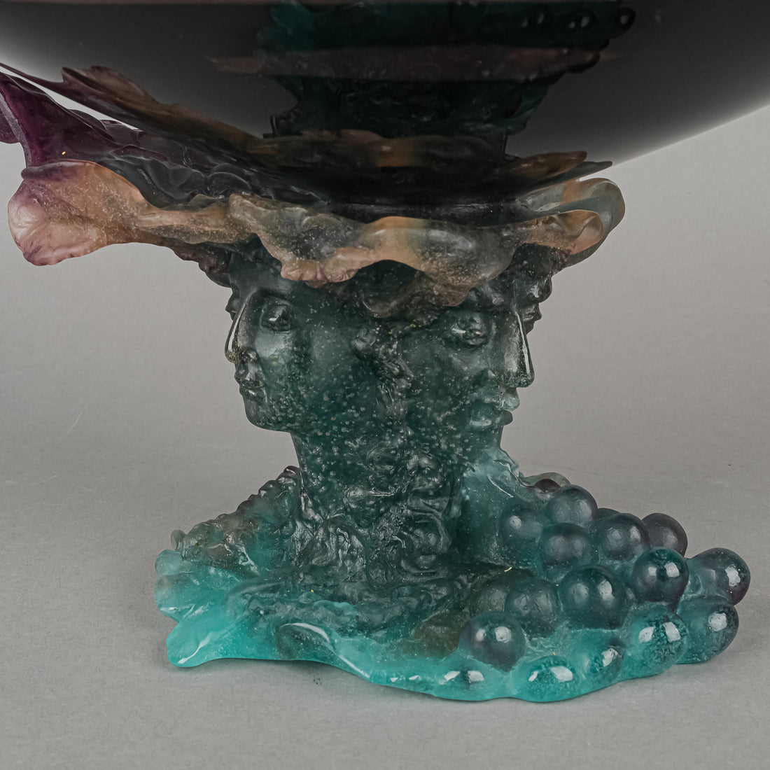 DAUM Bacchus Amethyst Pate De Verre Pedestal Bowl