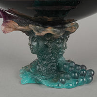 DAUM Bacchus Amethyst Pate De Verre Pedestal Bowl