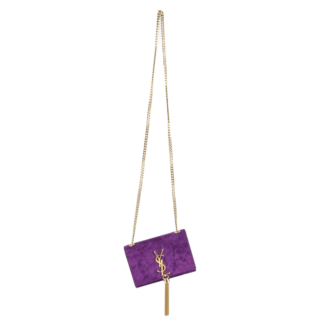 YVES SAINT LAURENT Kelly Flap Shoulder Bag - Purple Suede