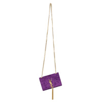 YVES SAINT LAURENT Kelly Flap Shoulder Bag - Purple Suede