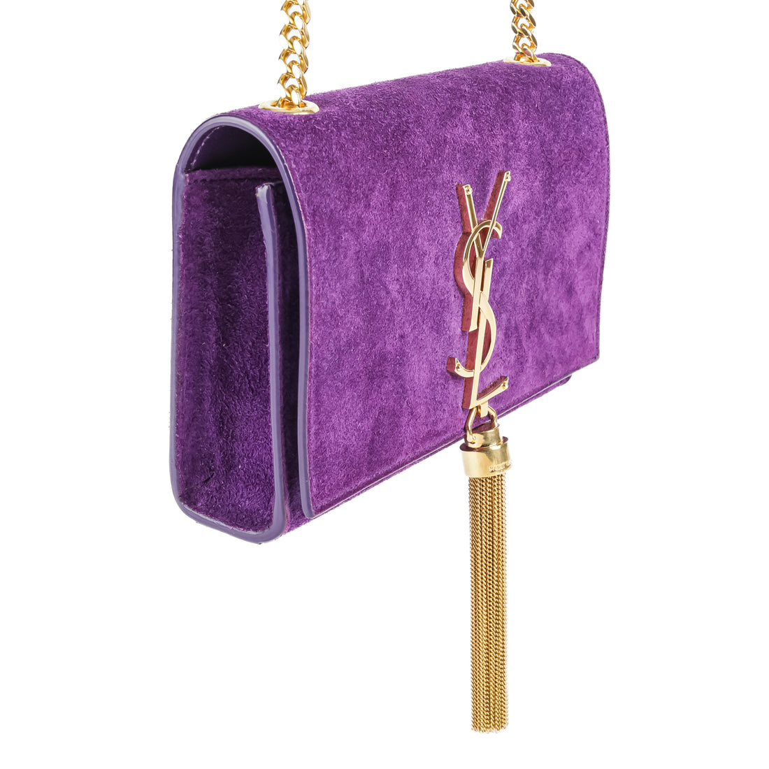 YVES SAINT LAURENT Kelly Flap Shoulder Bag - Purple Suede
