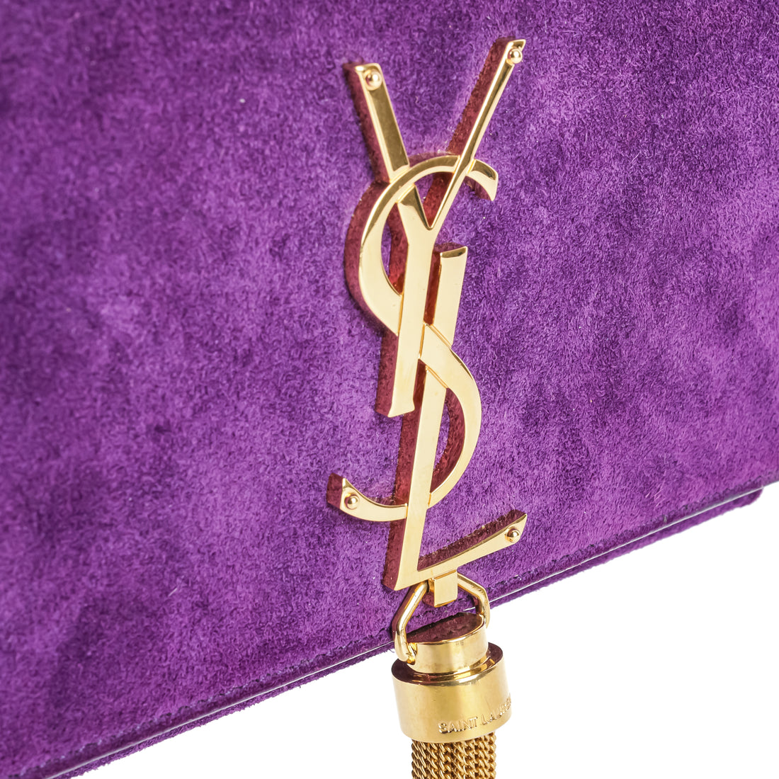 YVES SAINT LAURENT Kelly Flap Shoulder Bag - Purple Suede