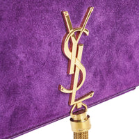 YVES SAINT LAURENT Kelly Flap Shoulder Bag - Purple Suede