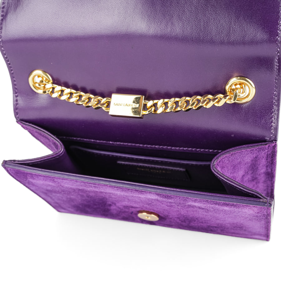 YVES SAINT LAURENT Kelly Flap Shoulder Bag - Purple Suede