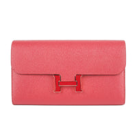 HERMES Portefeuille Constance Epsom Long Wallet - Red