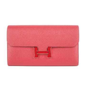 HERMES Portefeuille Constance Epsom Long Wallet - Red
