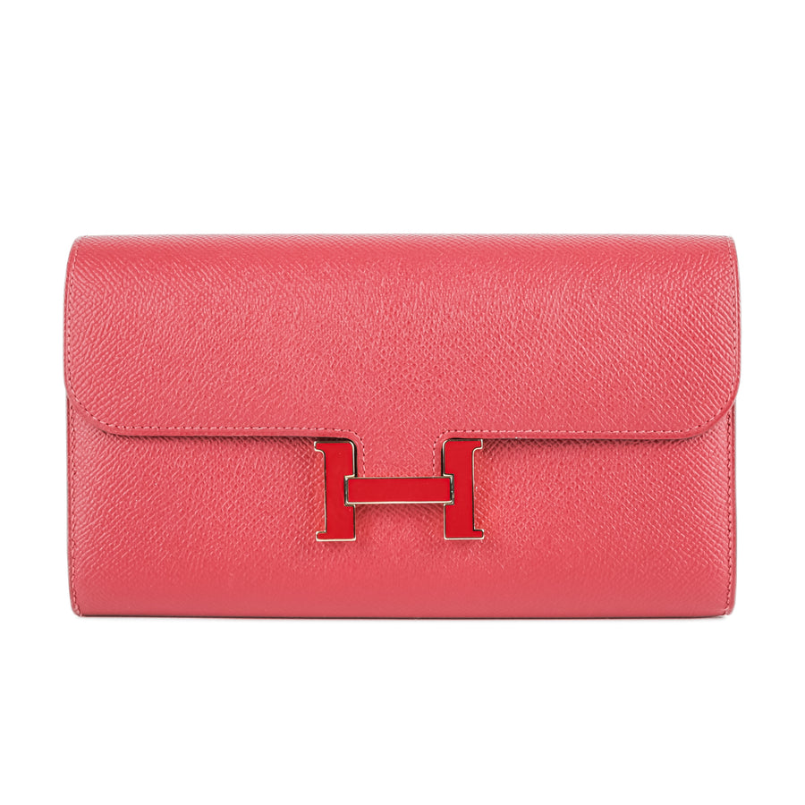 HERMES Portefeuille Constance Epsom Long Wallet - Red