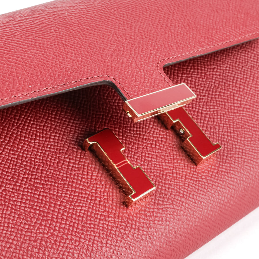 HERMES Portefeuille Constance Epsom Long Wallet - Red
