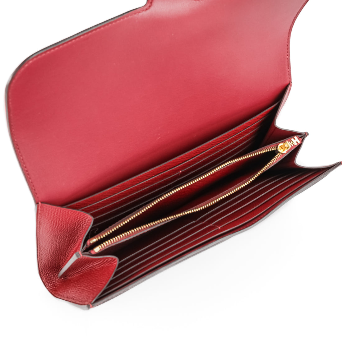 HERMES Portefeuille Constance Epsom Long Wallet - Red
