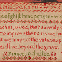 Framed Antique Needlepoint Sampler - Frances Chaffee, 1868