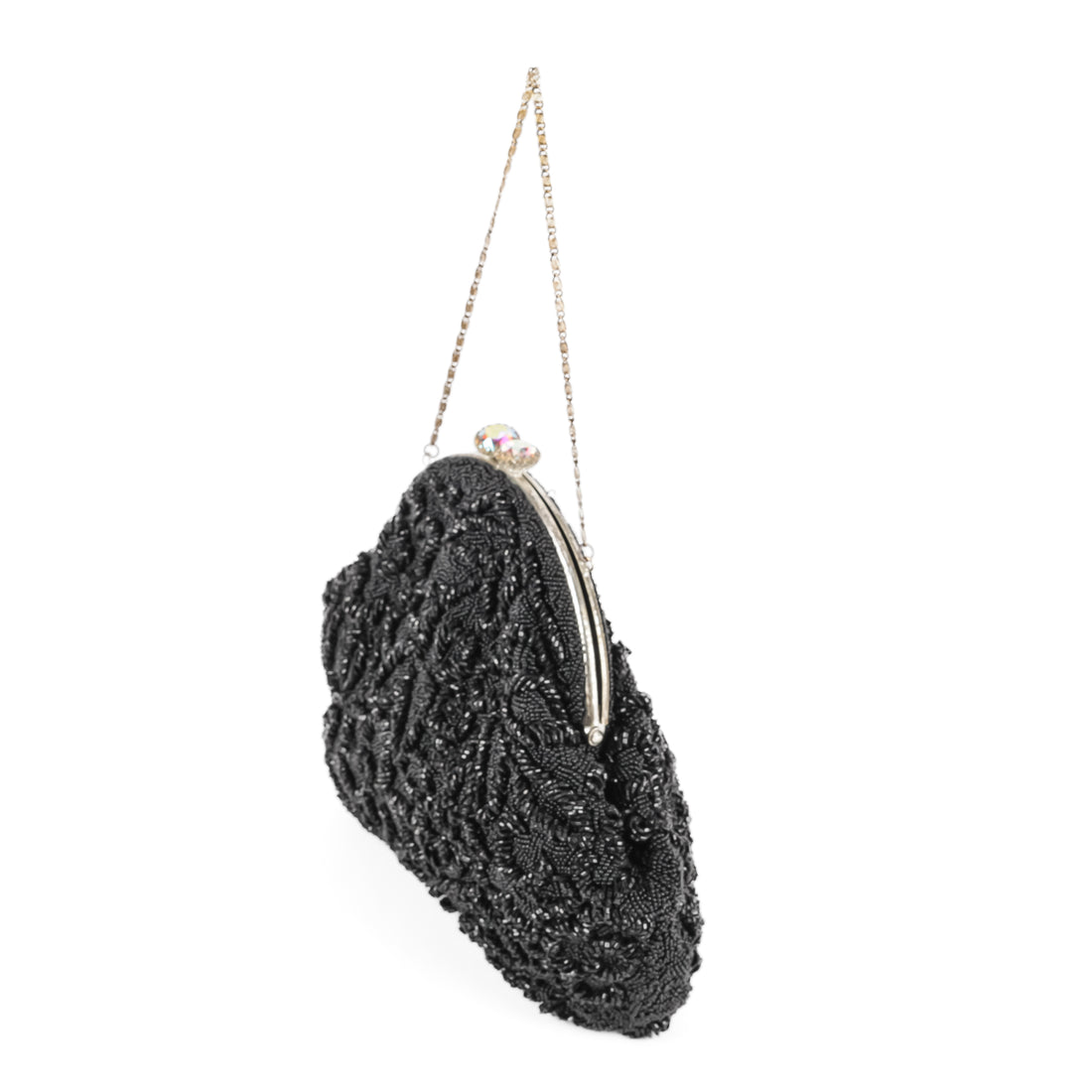 Vintage Black Beaded Evening Bag