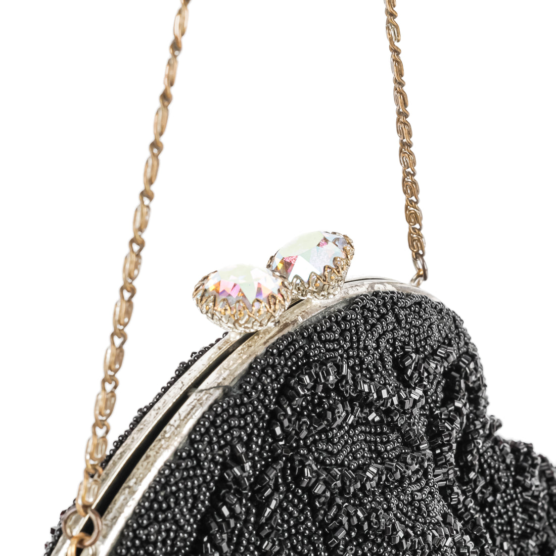 Vintage Black Beaded Evening Bag