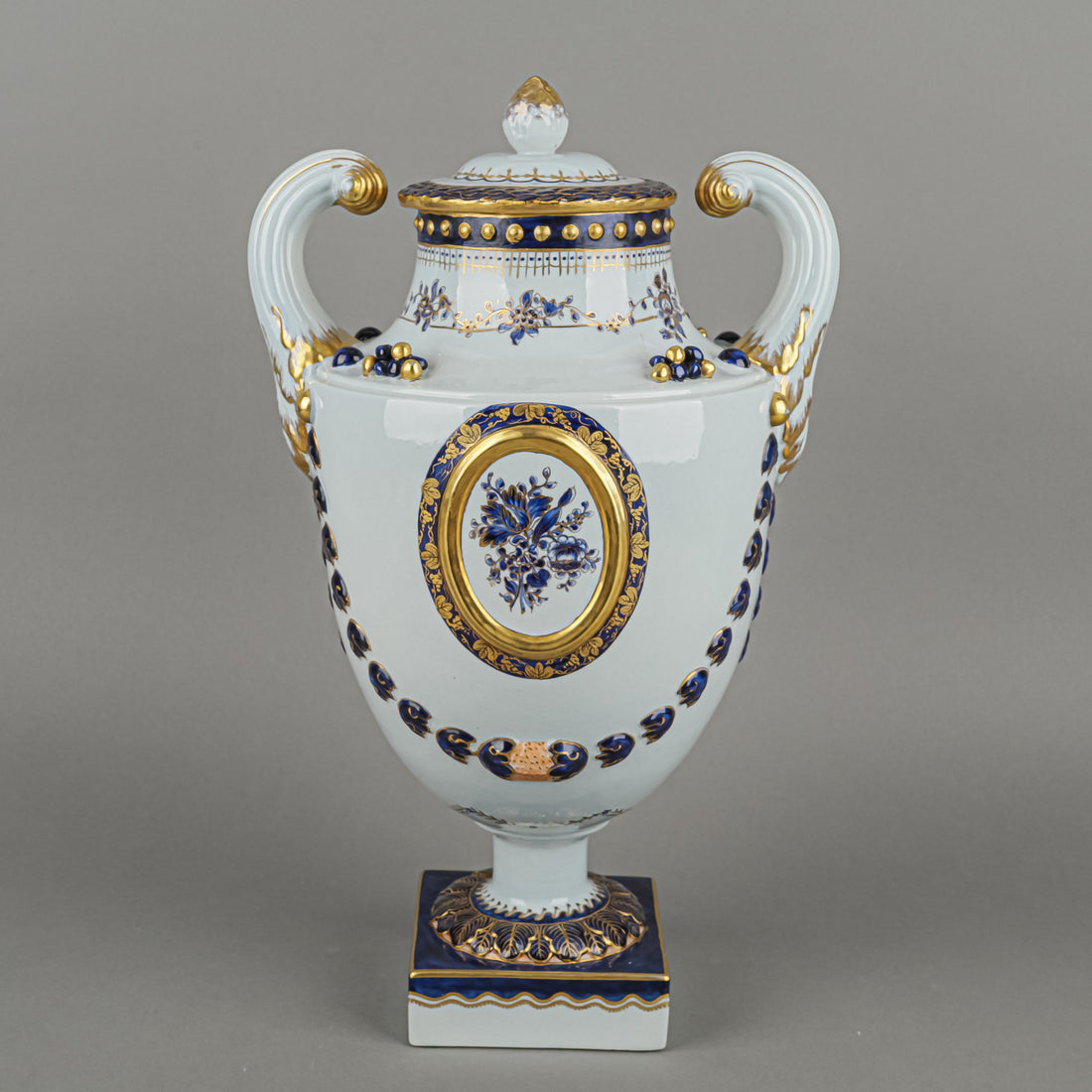 Vintage MOTTAHEDEH Hand Painted Lidded Neo-Classical Style Vase