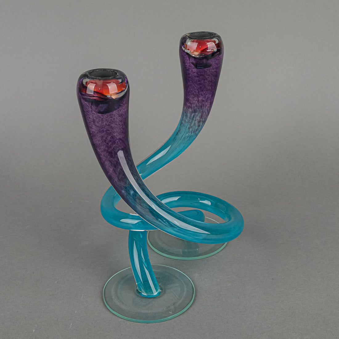 Michael Hudson Twist Art Glass Candlesticks Set Of 2