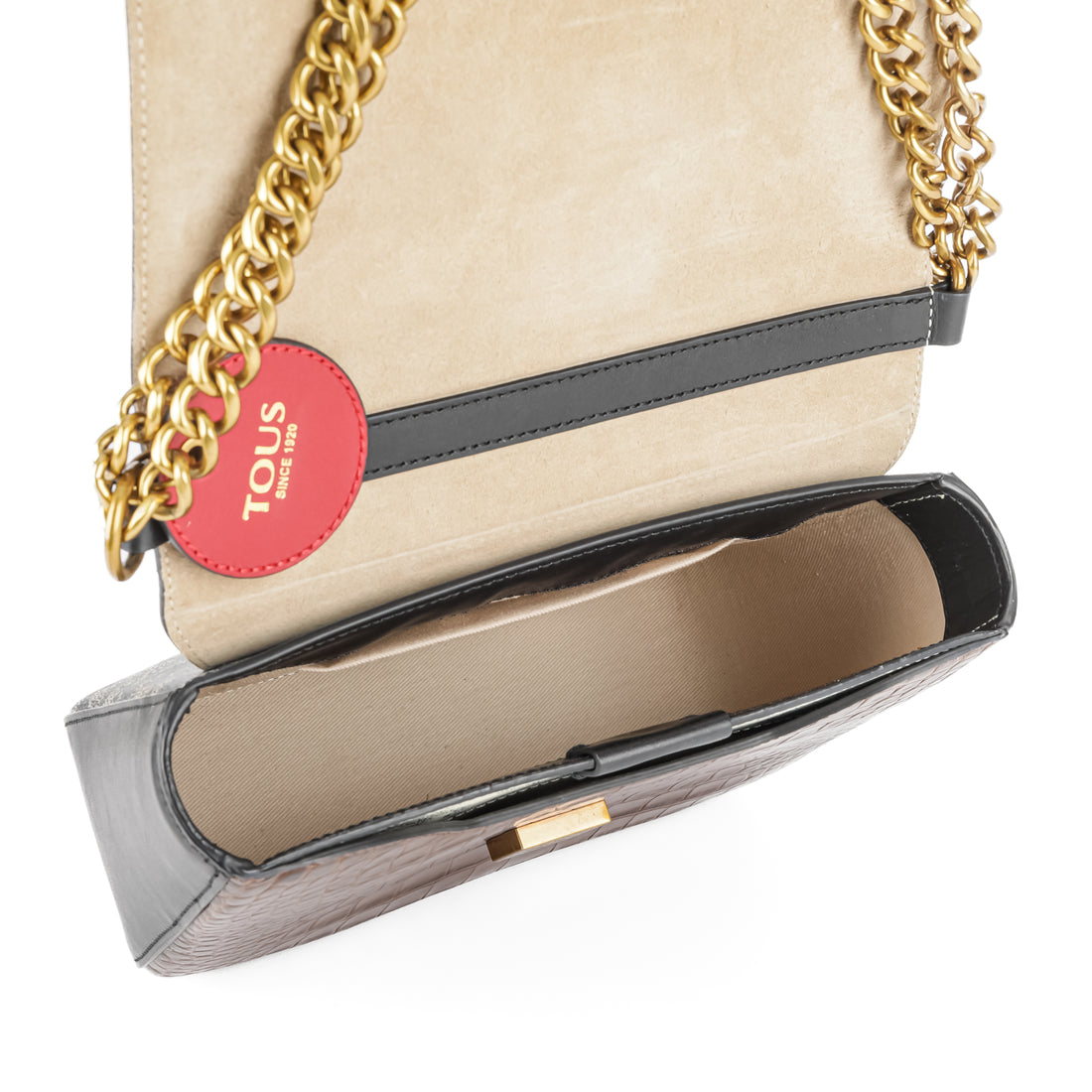 TOUS Kaos Embossed Croc Shoulder Crossbody Bag