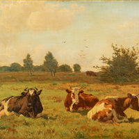 Emile Van Damme-Sylva (Belgian 1853-1935) Cows In A Meadow